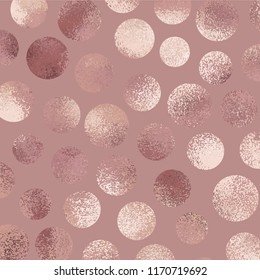 Rose gold. Abstract background with circles. Vector texture for design of invitations, cards, business cards and covers