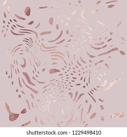 Rose gold. Abstract elegant pattern with a foil effect for design of covers, invitations and cards.