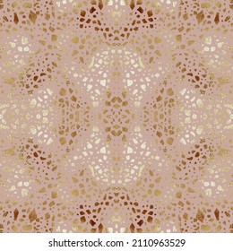 Rose gold. Abstract pattern with imitation of rose gold terrazzo texture. Vector background