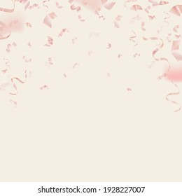 Rose gold birthday 3D rendering confetti vector for greeting card on pink background