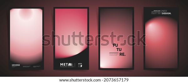 Rose gold blurred black gradient cover template\
design set for sensual story poster, brochure, home decor,\
presentation. Smooth pink gradient fashion stories posts concept.\
Vector aesthetics layout.