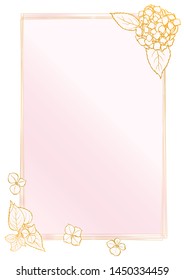 Rose and gold botanic card. Floral, lilies bouquet wedding invitation design. Geometric frame. Brochure, cover template. Vector