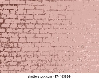 Rose gold brick wall. Luxury gold background. Gold Metallic glossy texture. Rose quartz pattern. Trendy template for holiday designs, party, birthday, wedding, invitation, web, banner card. Vector ill