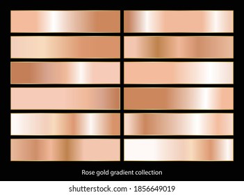 Rose gold bronze gradient backgrounds collection. Vector illustration.