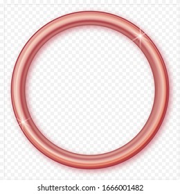 Rose gold circle frame. Rose golden round frame isolated on transparent background. Circle shape. Isolated vector. Trendy design template. Luxury vintage golden vector invitation card template