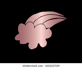 Rose Gold Color Flat, Line, Icon Logo, Sign, Symbol. 1 Cloud with Rainbow. Graphic Design Concept, Elements, Vector Illustration EPS10
