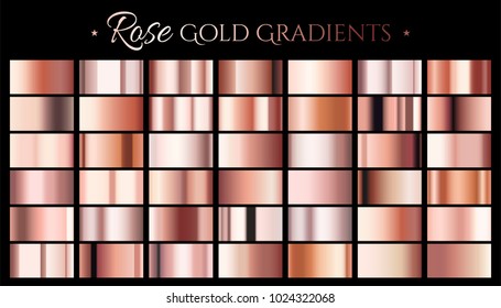 Rose gold color gradient, set of abstract metallic reflective texture for design uses in 3d illustration