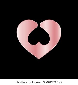 Rose Gold Color Heart Love Icon Vector Template