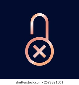 Rose Gold Color Padlock Line Art Icon Vector Template