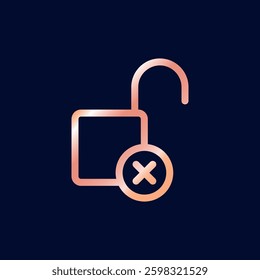 Rose Gold Color Padlock Line Art Icon Vector Template