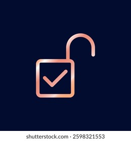Rose Gold Color Padlock Line Art Icon Vector Template