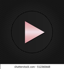 Rose gold color play button icon. Vector illustration.