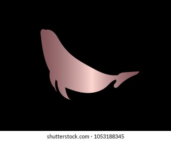 Rose Gold Cute Cartoon Blue Humpback Whale Animal Mammal Big Fish Ocean Sea Wild on Isolated Background Graphic Design Resources Vector Illustration. EPS 10