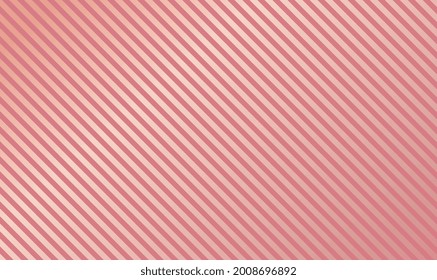 Rose Gold diagonal lines pattern. Striped rose gold vintage pattern. Elegant luxury art deco pattern. Elegant geometric seamless pattern with rose gold. Shiny metal wallpaper. Vector illustration