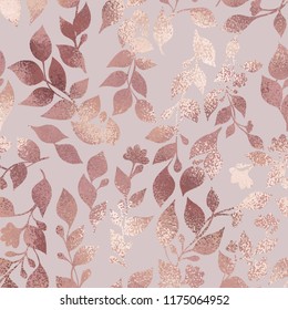 Rose gold. Elegant texture with a floral pattern for the design of invitations, cards and covers