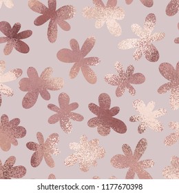 Rose Gold. Elegant Vector Pattern With Flowers For Design