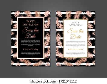 Rose Gold Feather Invitation Design