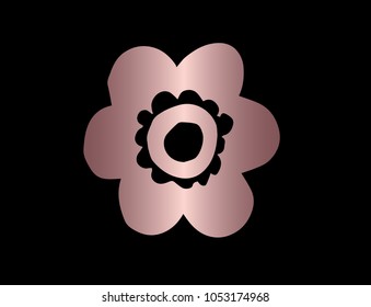 Rose Gold Flat Line Icon, Sign, Symbol, Flower Decorative Spring Floral Garden Plant Template 6 Petals and more inside. Graphic Design Concept, Element, Vector, Illustration EPS 10