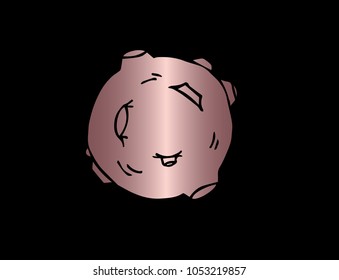 Rose Gold Flat Line Icon Logo Circle Moon Planet Solar Galaxy Universe Science. Graphic Design, Resource, Elements, Vector Illustration
