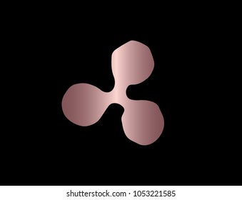 Rose Gold Flat Line Icon, Sign, Symbol Ripple Crypto Currency Coin Payment Finance Electronic Exchange Silhouette. Graphic Design Concept, Element, Vector, Illustration EPS 10