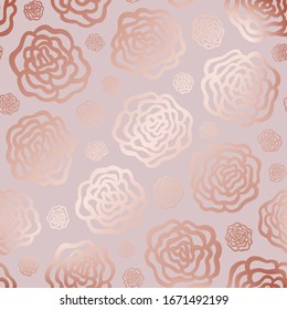 Rose gold. Flower branches. Elegant seamless pattern glitter marble with flowers. Golden floral background. Delicate alive texture. Design wallpaper, invitation, cover, gift wrapper, card, prints 