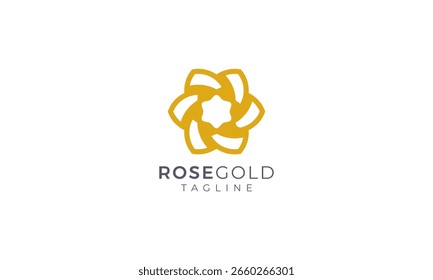 Diseño de Vector de logotipo de flor de oro rosa