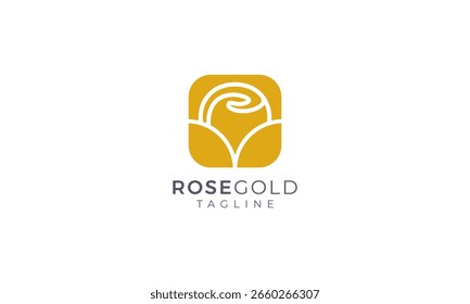 Diseño de Vector de logotipo de flor de oro rosa
