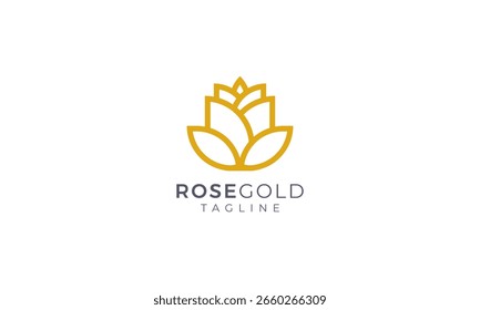 Diseño de Vector de logotipo de flor de oro rosa