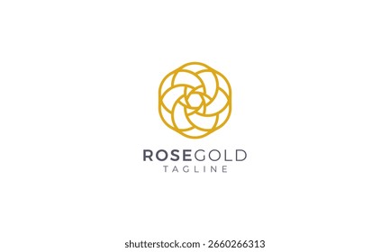Diseño de Vector de logotipo de flor de oro rosa
