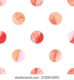 Roségoldfolie nahtlose Textur, glänzende handgefertigte Kreise. Goldenes glitzerndes Muster. Glänzender, handgezeichneter Hintergrund. Hochzeit, Grußkartendekoration. Moderne minimalistische Kunst. Vektorgrafik