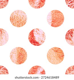 Rose gold foil seamless texture, shiny handmade circles. Golden glittering pattern. Shining hand drawn background. Wedding, greeting card decoration. Modern minimalist art. Vector illustration