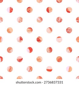 Rose gold foil seamless texture, shiny handmade circles. Golden glittering pattern. Shining hand drawn background. Wedding, greeting card decoration. Modern minimalist art. Vector illustration