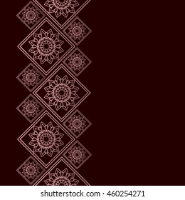 Rose gold frame in oriental style. Seamless border for design. Islamic card with place for text.