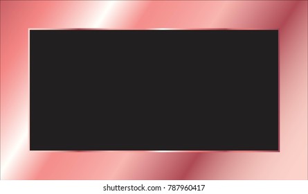 Rose gold frame with text area in the center with black background