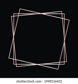 Marco poligonal geométrico de oro rosa con efectos brillantes aislados en el fondo oscuro. Fondo de arte deco brillante vacío. Ilustración del vector