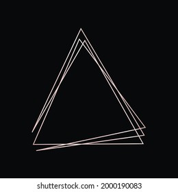 Rose goldene geometrische Polygonalrahmen mit leuchtenden Effekten einzeln auf dunklem Hintergrund. Leere, leuchtende Art-Deco-Hintergrund. Vektorgrafik.