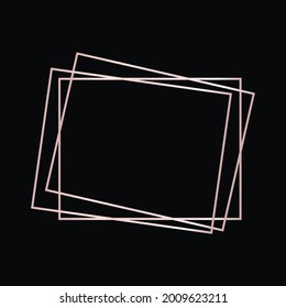 Rose goldene geometrische Polygonalrahmen mit leuchtenden Effekten einzeln auf dunklem Hintergrund. Leere, leuchtende Art-Deco-Hintergrund. Vektorgrafik