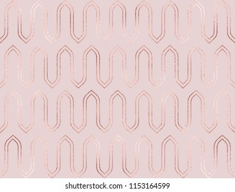 Rose gold geometric seamless pattern.