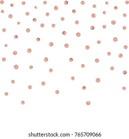Rose gold glitter beautiful fashion background polka dot vector illustration. Pink golden dots confetti objects.