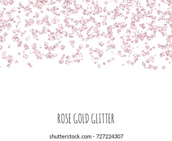 Rose Gold Glitter Border With Pink Sparkle Square Confetti. 