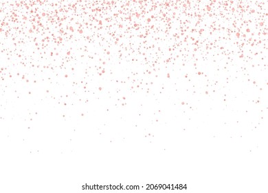 Rose gold glitter holiday confetti on white background. Vector