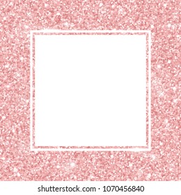 Rose gold glitter square frame. Vector illustration