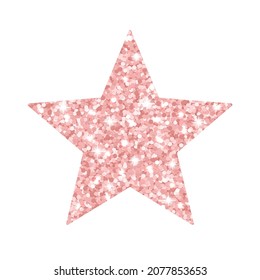 Rose gold glitter star on white background. Vector