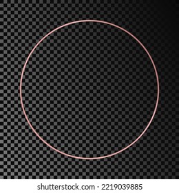 Marco de círculo dorado rosa aislado sobre fondo transparente oscuro. Marco brillante con efectos brillantes. Ilustración del vector