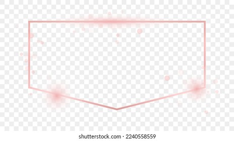 Rose gold glowing frame isolated on transparent background. Shiny frame with glowing effects. Vector illustration
