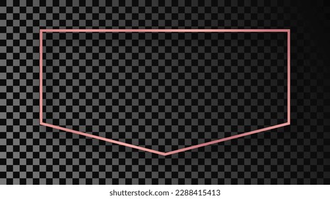 Rose gold glowing frame with shadow isolated on dark transparent background. Shiny frame with glowing effects. Vector illustration