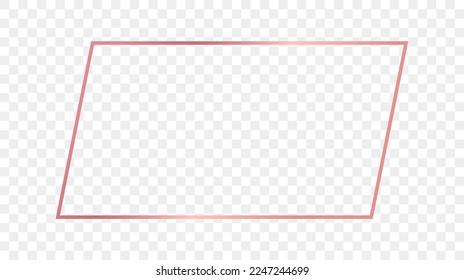 Rose gold glowing rectangular shape frame isolated on transparent background. Shiny frame with glowing effects. Vector illustration
