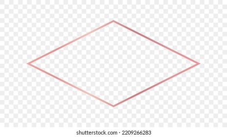 Marco de forma de rhombus dorado de rosa aislado sobre fondo transparente. Marco brillante con efectos brillantes. Ilustración del vector
