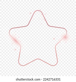 Rose gold glowing rounded star shape frame isolated on transparent background. Shiny frame with glowing effects. Vector illustration