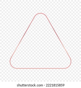 Rose gold glowing rounded triangle frame isolated on transparent background. Shiny frame with glowing effects. Vector illustration